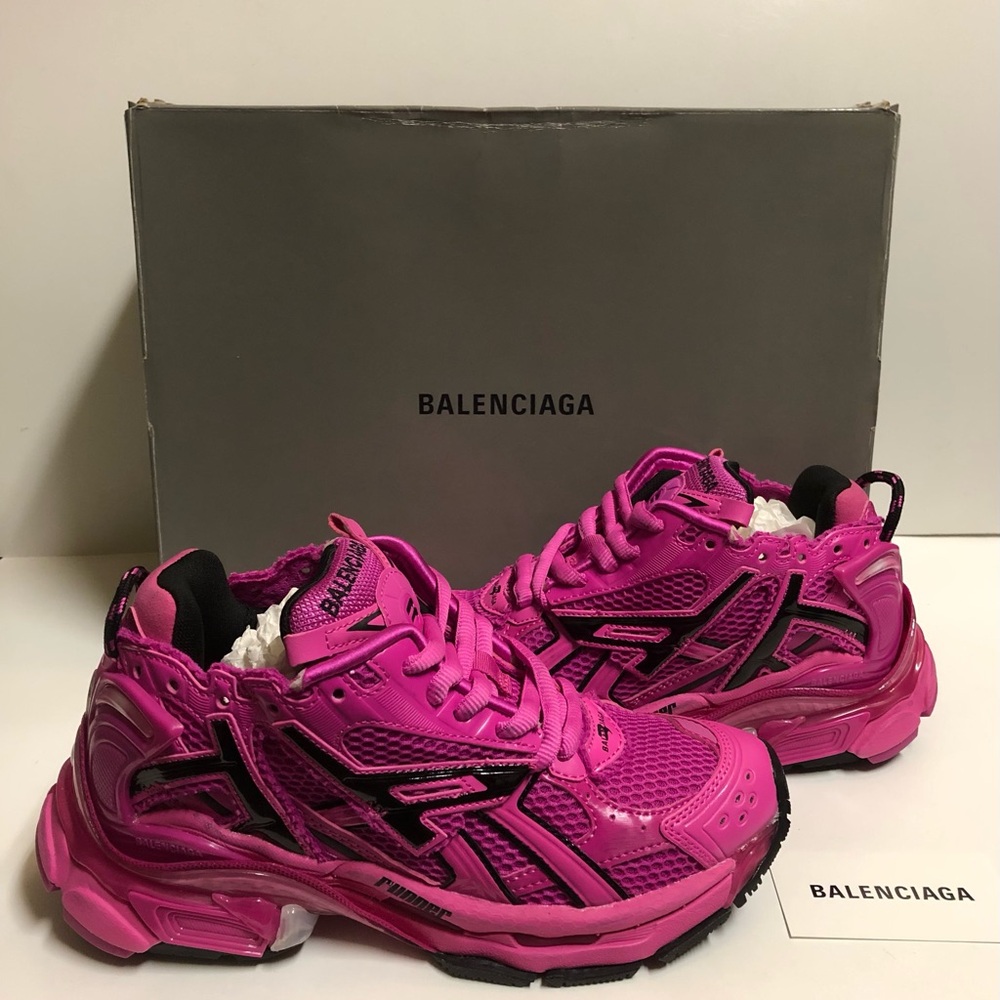 Balenciaga Runner Track Trainers Deep Pink Women Size 7 BST